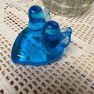 Happy little bluebird Titan Art glass Bird Pair with sticker